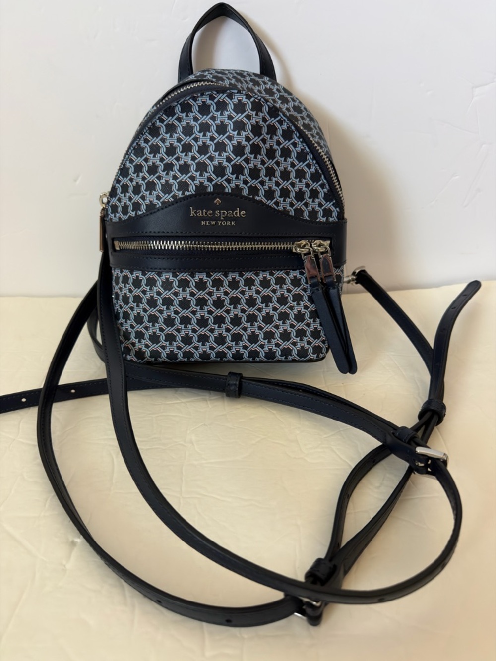 Kate Spade Spade Link Mini Convertible Backpack Blue NWOT - Picture 3 of 11